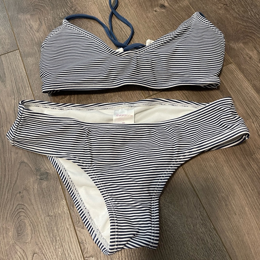 Xs/S Xhilaration Blue Striped Bikini